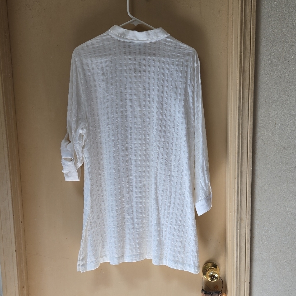 J. Jill White Gauze Blouse/Swim Cover Up In 100% Cotton - Picture 5 of 5